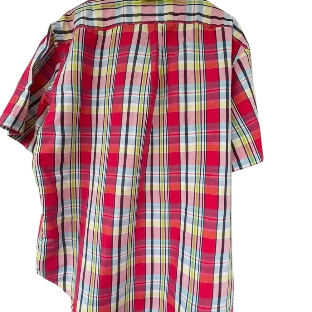 Ralph Lauren Men's size XL Red Plaid short sleeve button down Shirt logo